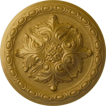 Acanthus Ceiling Medallion, Hand-Painted Pharaohs Gold, 11 3/8OD X 2P